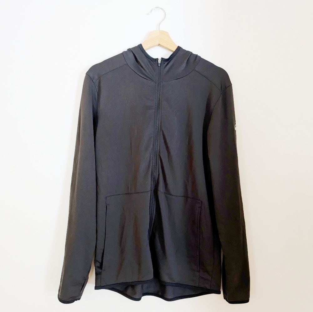 Asics Full Zip Hoodie w/ Thumb Holes Small Running Jacket w/ Pockets Windbreaker